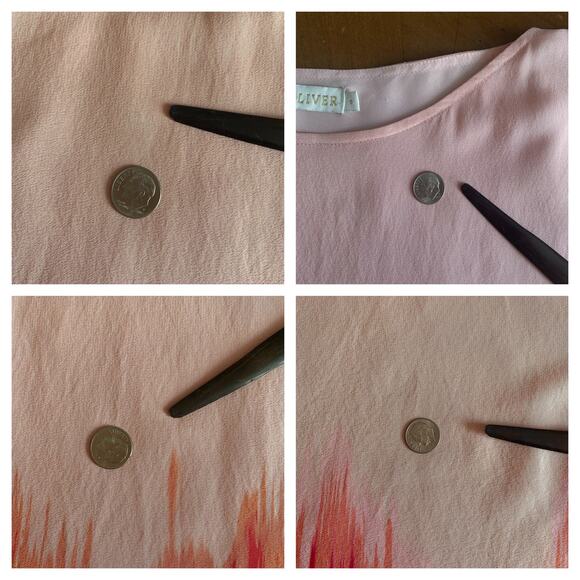 MARIE OLIVER Silk Kimono Mini Dress Small Blush Pink Orange Fuchsia Billowy READ - Picture 4 of 11